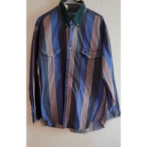 Lone Roo By Roper Mens Western Long Sleeve Button Down Shirt Size XL Made in USA